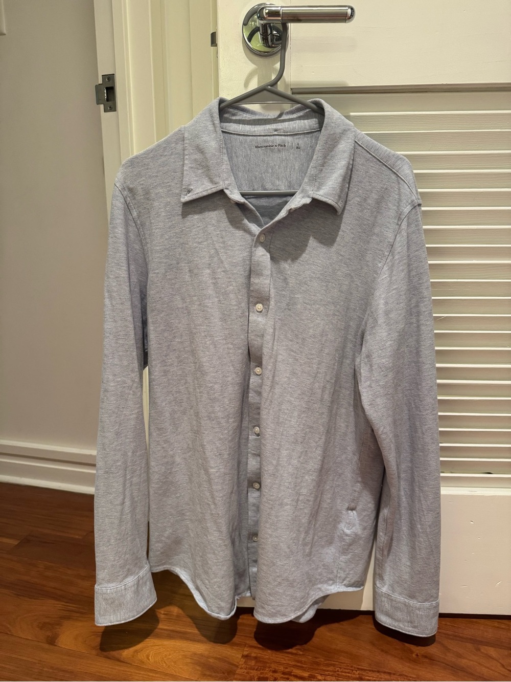 Abercrombie Stretch Piqué Knit Button-Up Shirt Large